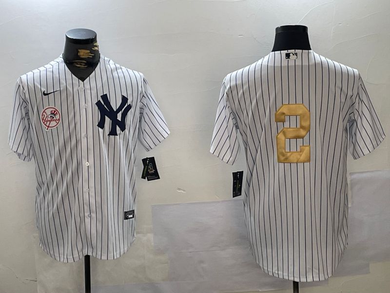 Men New York Yankees #2 Jeter White Stripe Fashion Nike 2024 MLB Jersey style 11->new york yankees->MLB Jersey